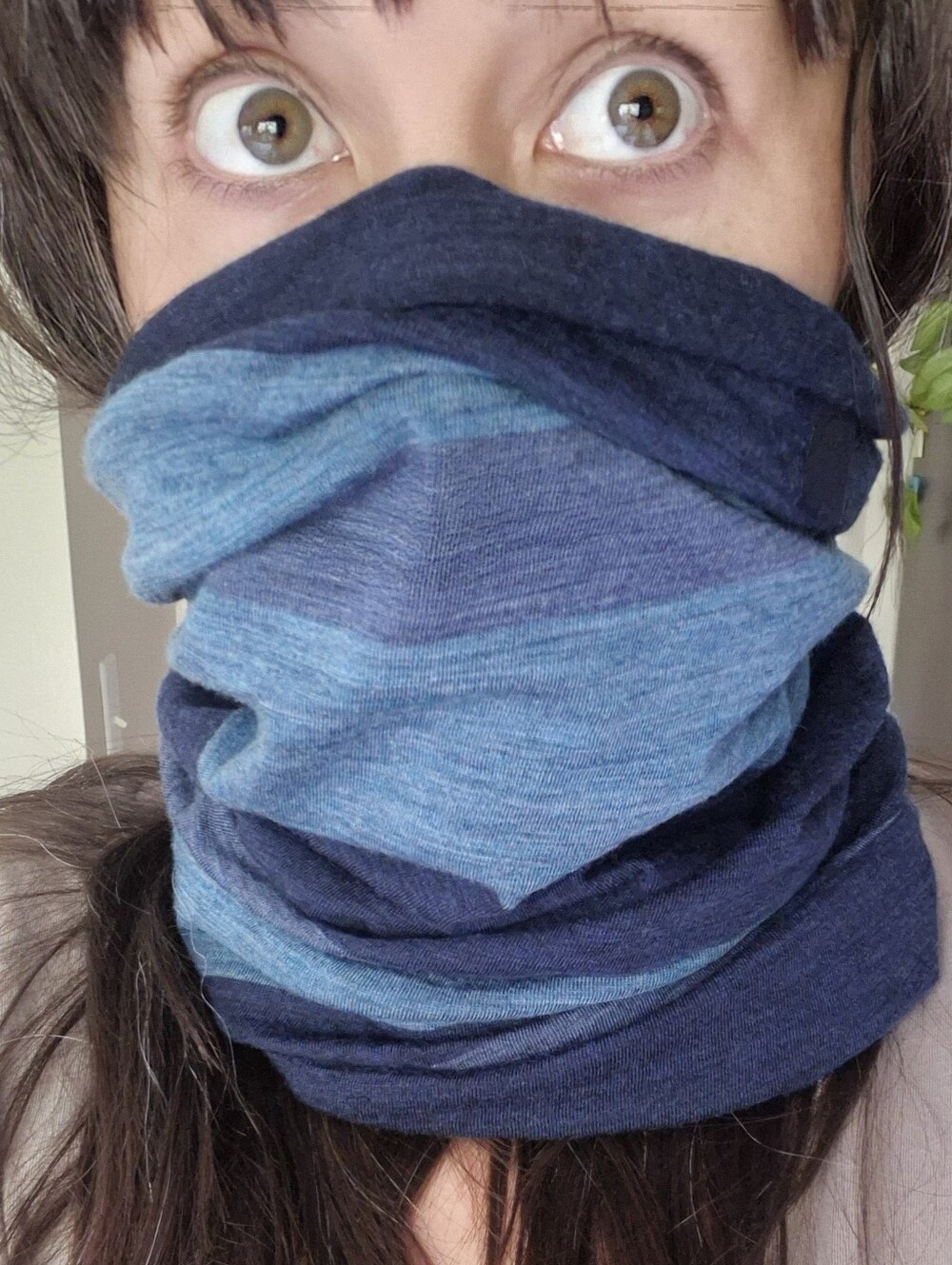 Merino Wool Blue Striped Neck Gaiter / Face Cover